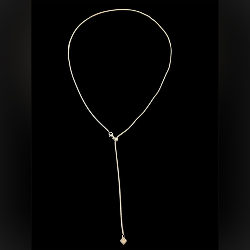 Sterling 925 Italy Dyadema lariat necklace with small heart charm